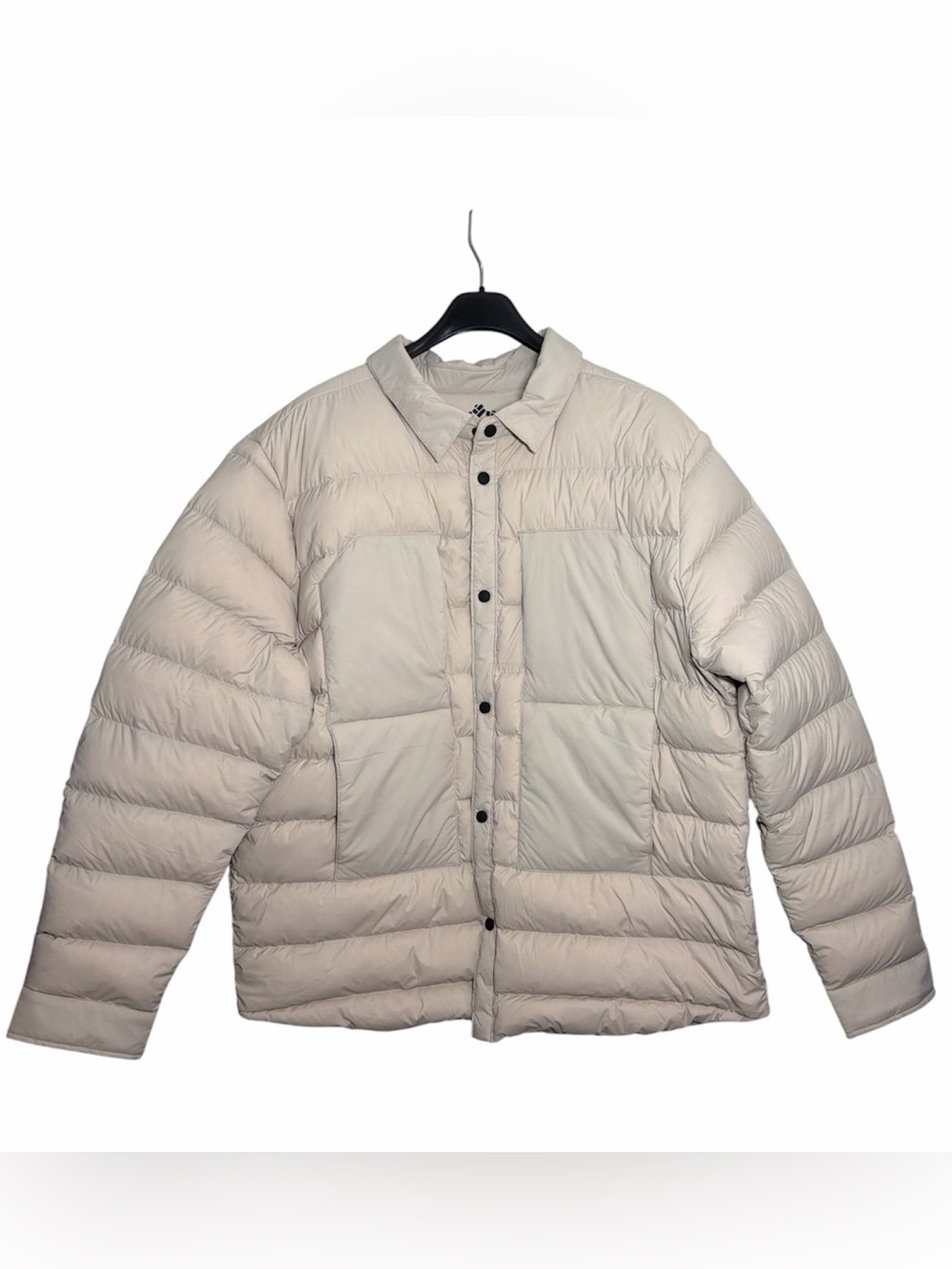 Obermeyer Men's Explorer Down Shirt Jacket Puffer Coat in Cement Beige 2XL